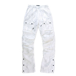 Makobi Monico Nylon Stacked Pants in White, front view