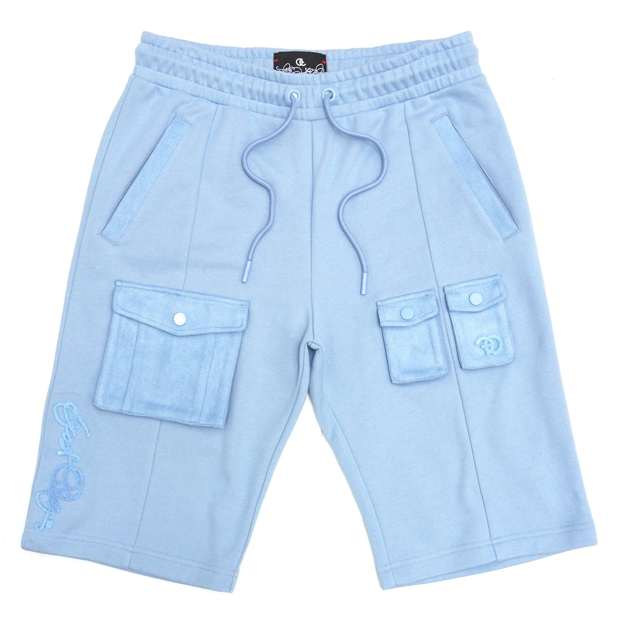 Makobi Frost Essential Fleece Shorts in Blue, front view