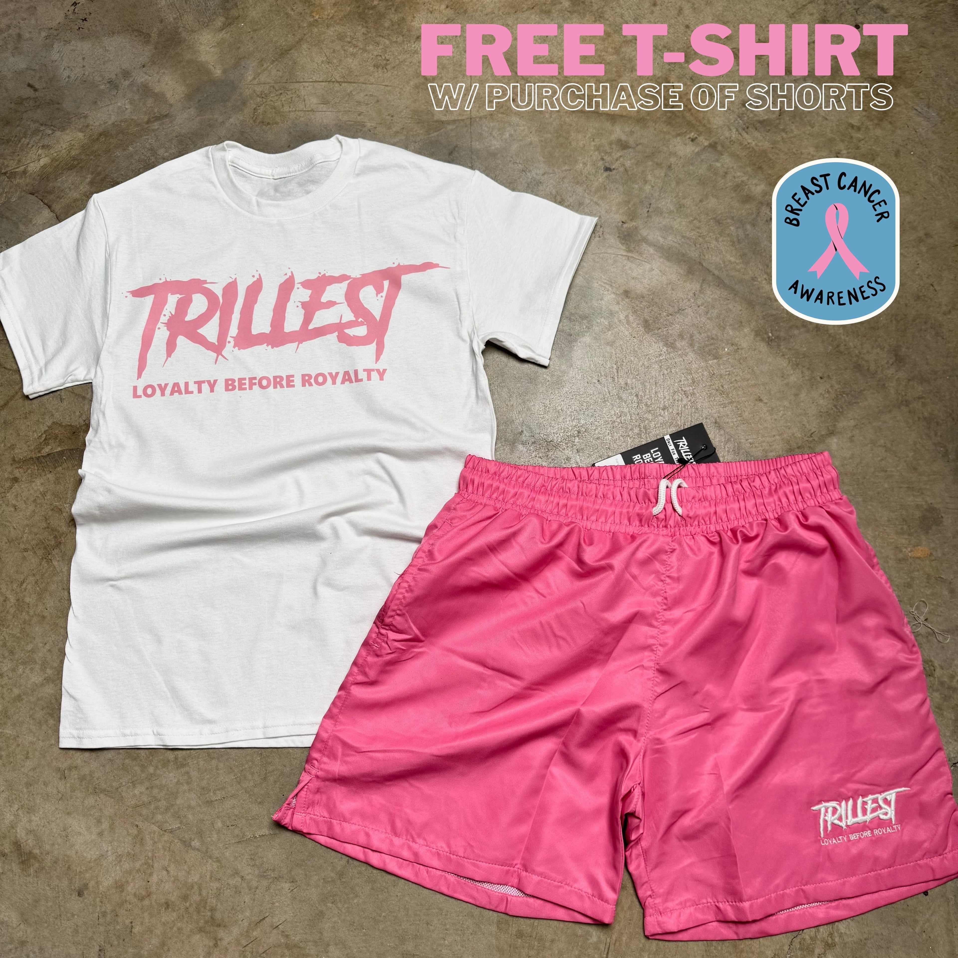 Signature Trillest Logo Shorts - Pink (FREE Tee w/ Purchase)