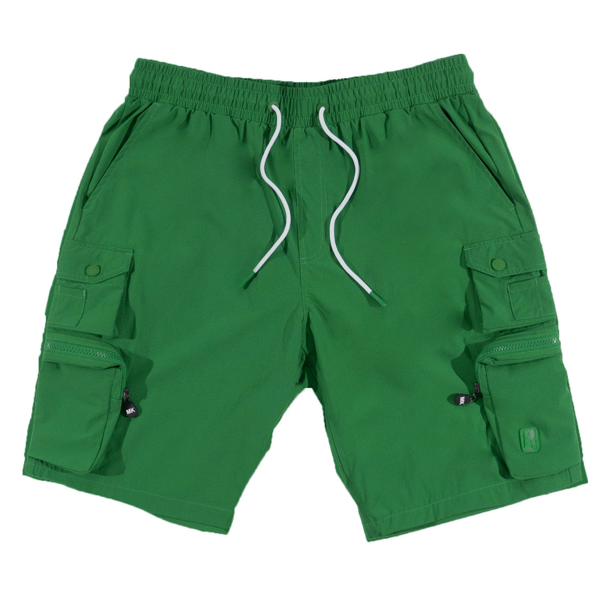 Makobi Colton Nylon Spandex Cargo Shorts in Green, front view