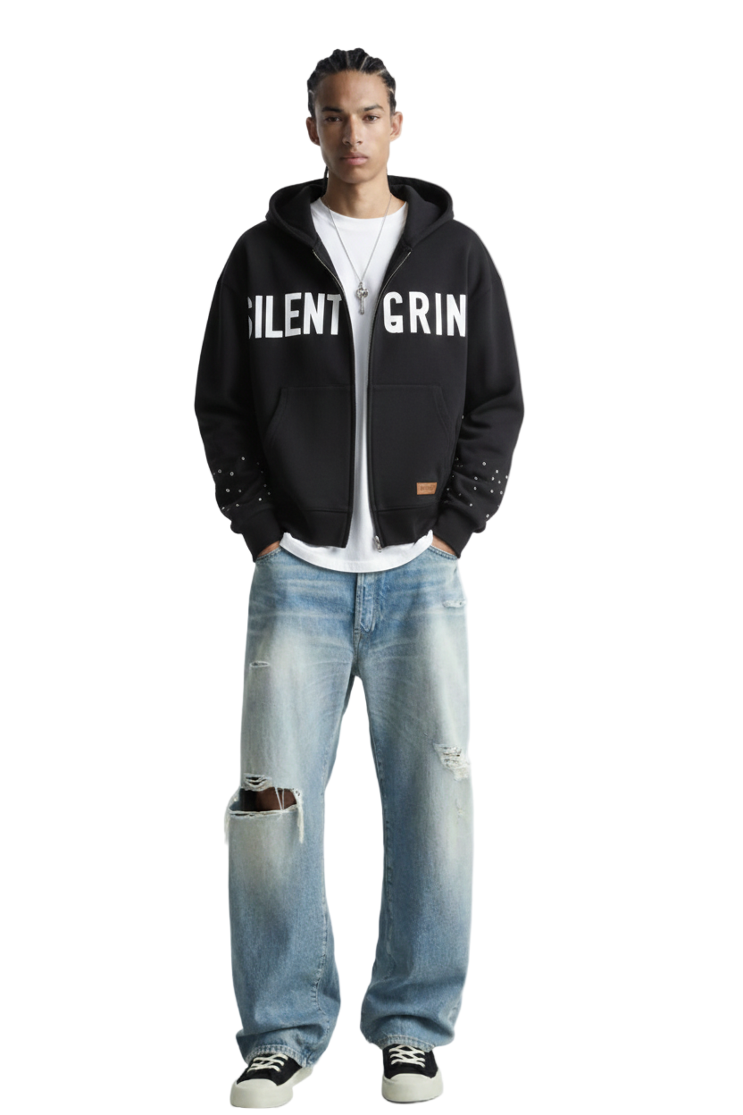 NEW KARAN French Terry Long Sleeve Crop Top Full Zip Hoodie