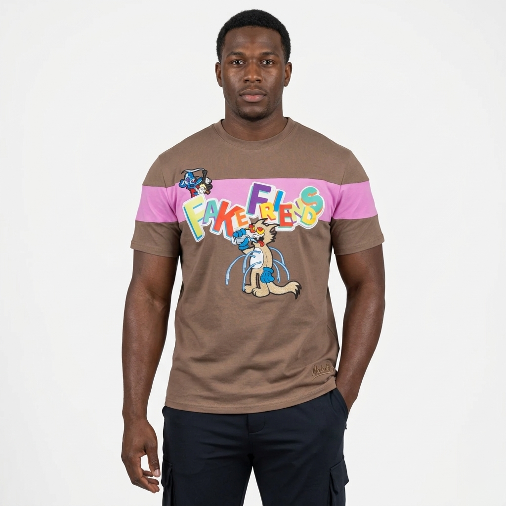Makobi Fake Friends Tee, Brown, product front