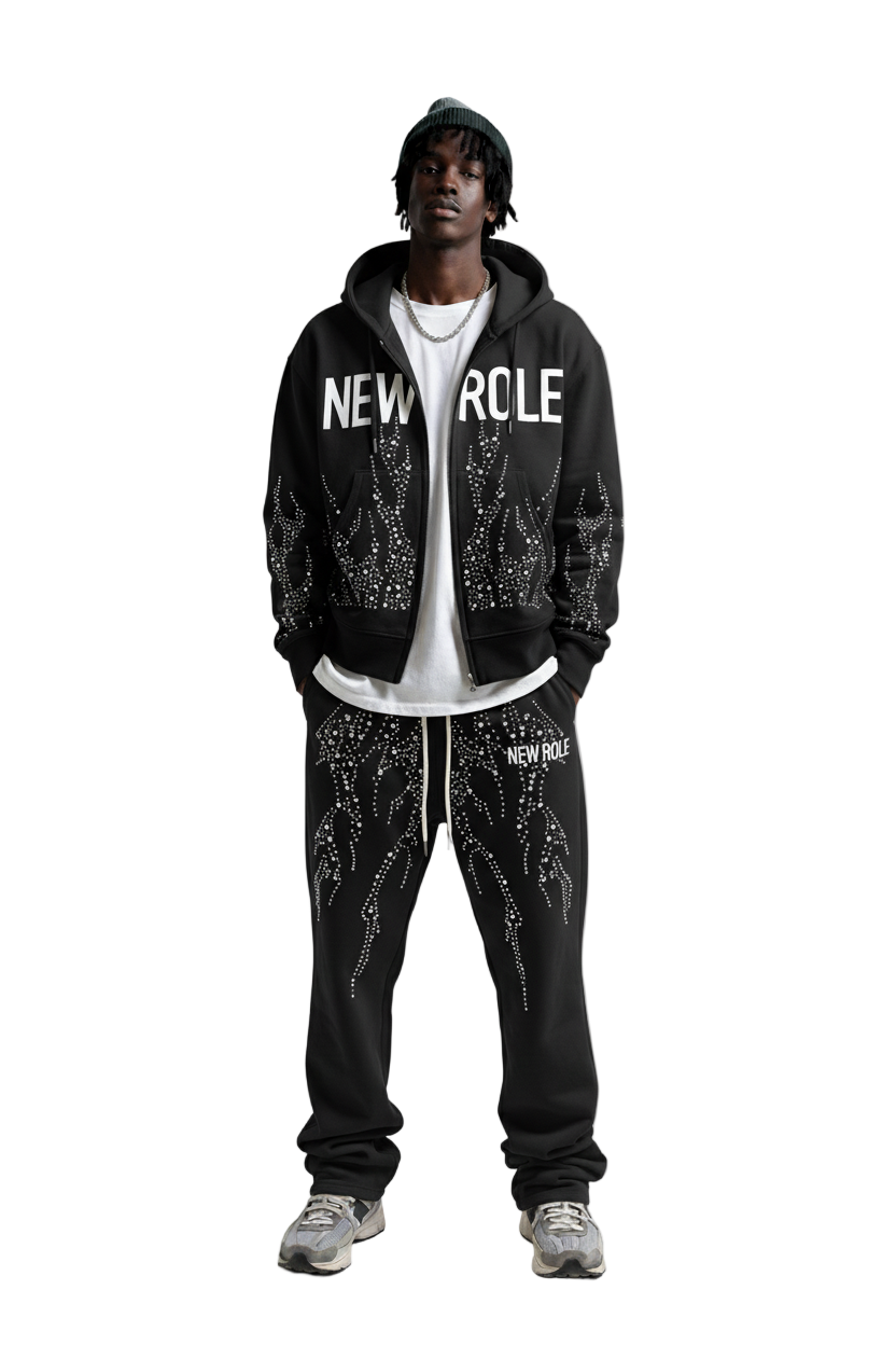 PANTHEON French Terry Long Sleeve Crop Top Full Zip Hoodie