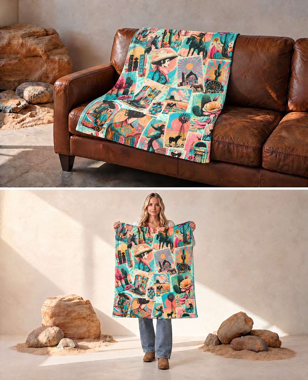 Baha Ranch Honky Tonk Kitsch Ranch Life Blanket Ultra-Soft Micro Fleece Blanket 40" x  50" Made in America