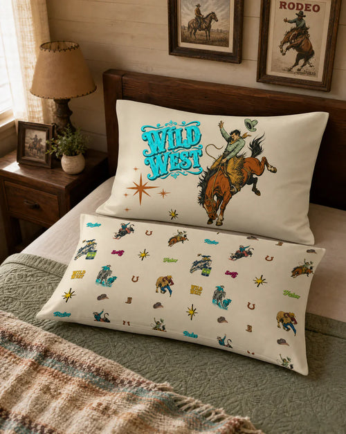 Baha Ranch The Last Roundup Bronc Rider Wild West Pillow Case Made in America