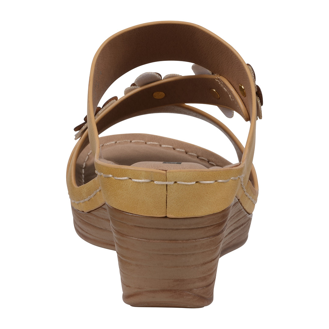 Women's Halia Yellow Floral Wedge Sandals