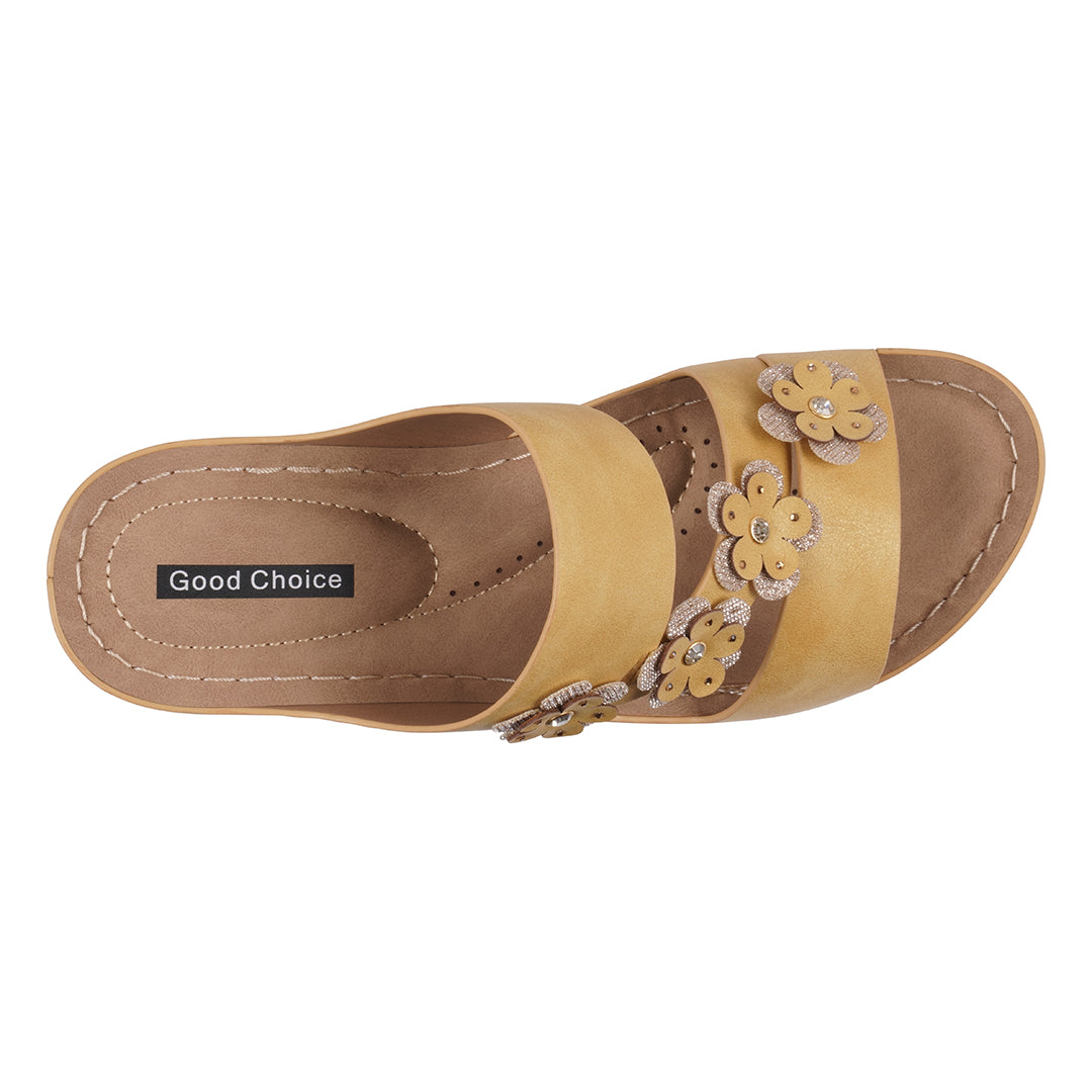 Women's Halia Yellow Floral Wedge Sandals