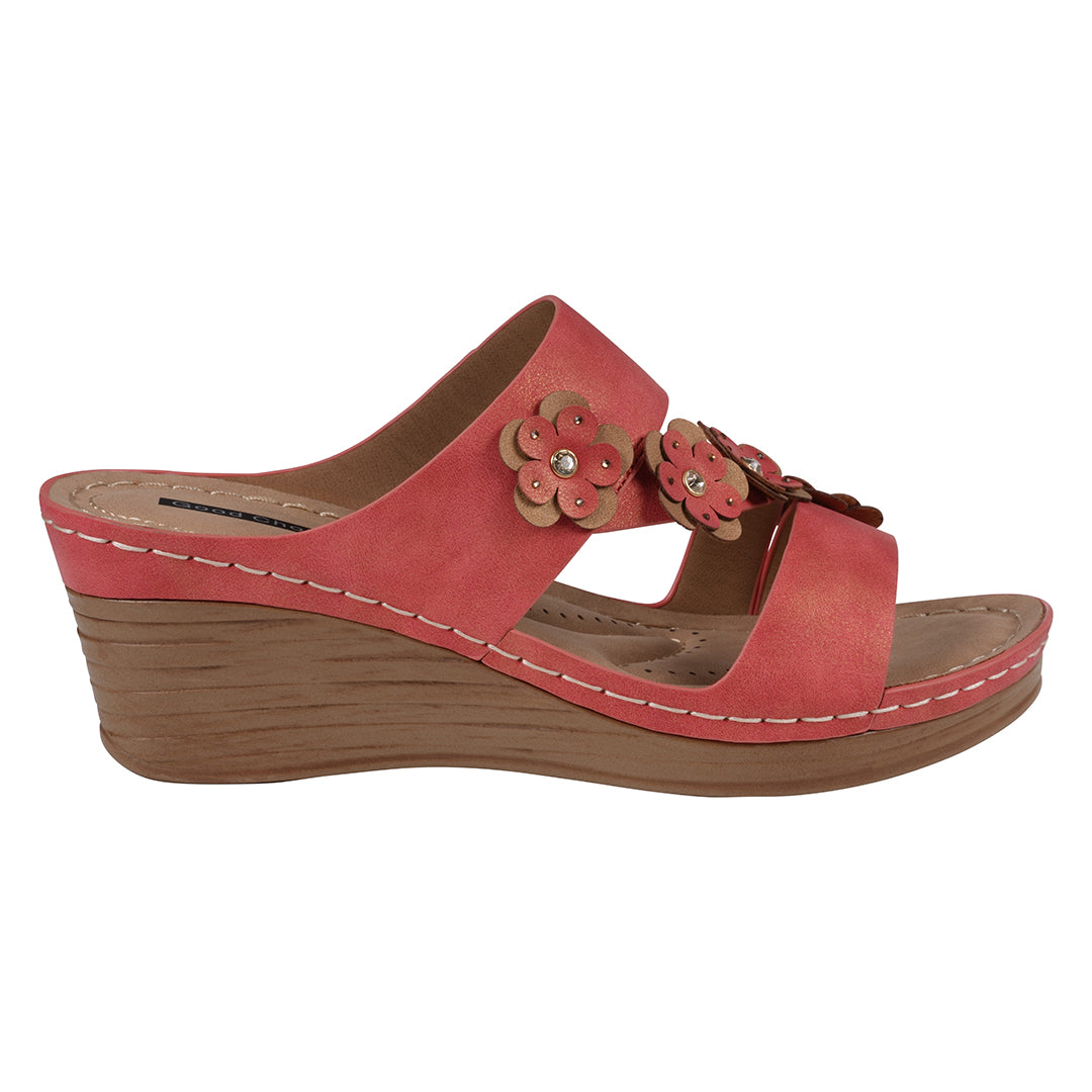 Women's Halia Red Floral Wedge Sandals