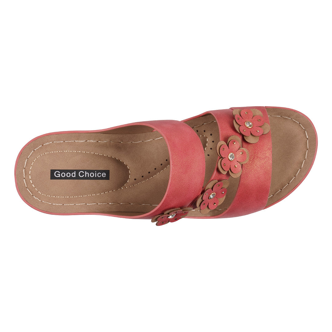 Women's Halia Red Floral Wedge Sandals