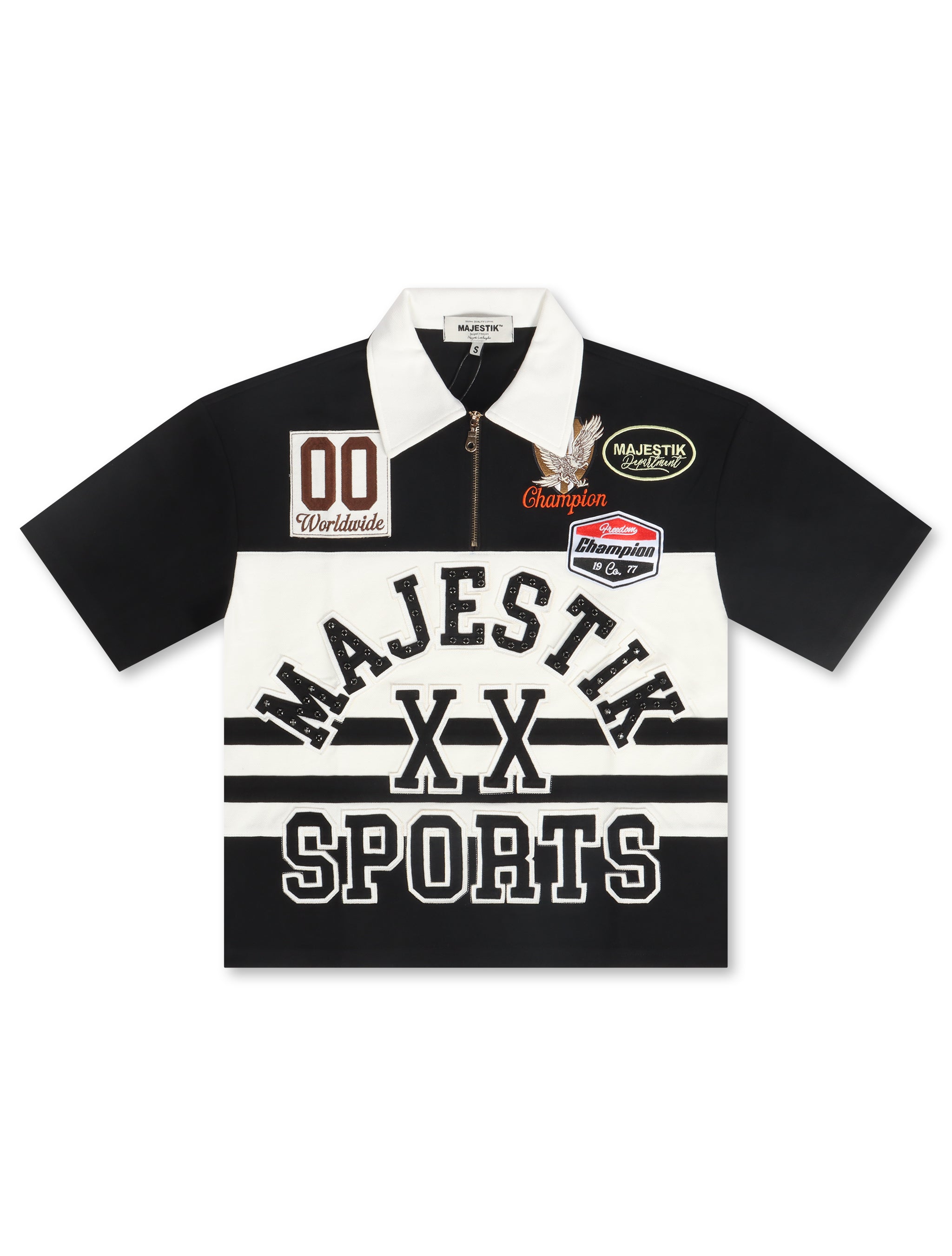 Majestik Pique Cut and Sewn Quarter Zip Polo - Black