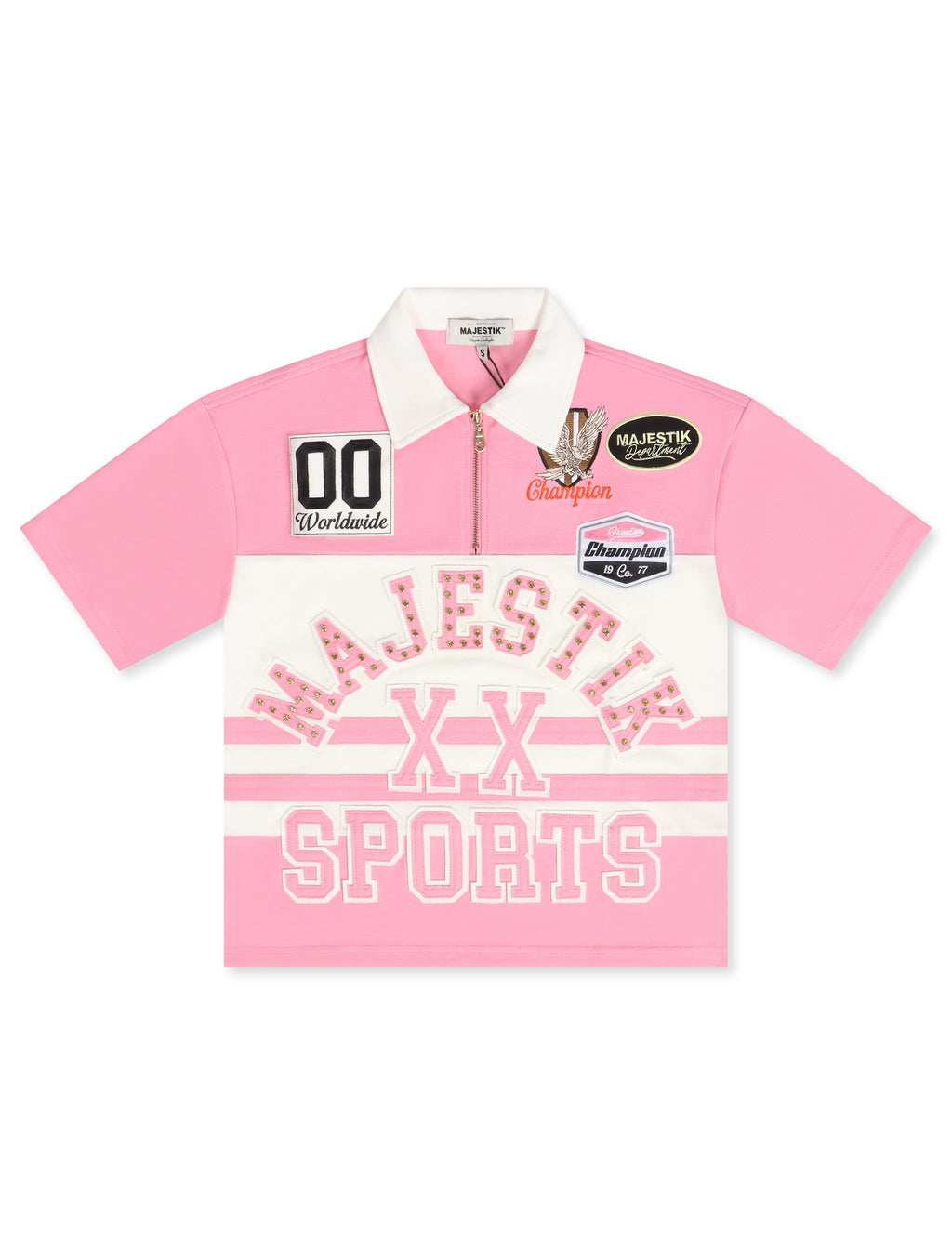 Majestik Pique Cut and Sewn Quarter Zip Polo - Pink