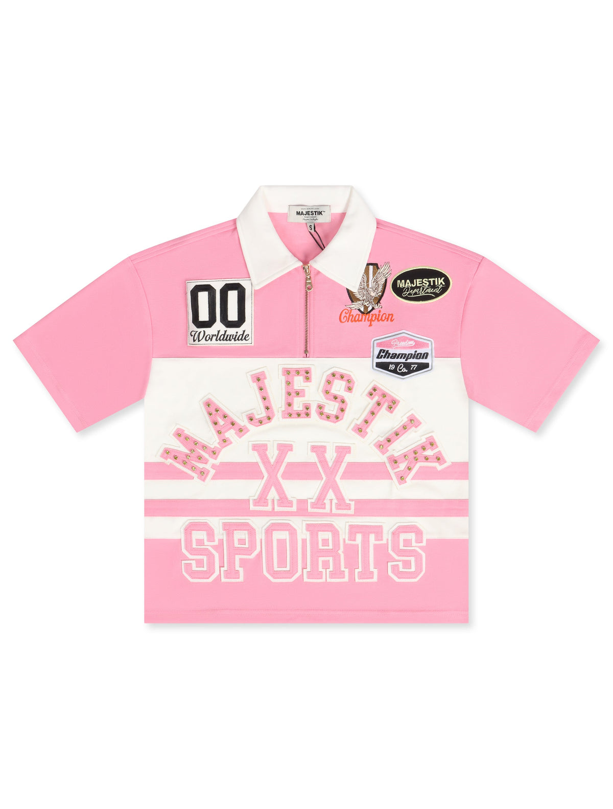 Majestik Pique Cut and Sewn Quarter Zip Polo - Pink