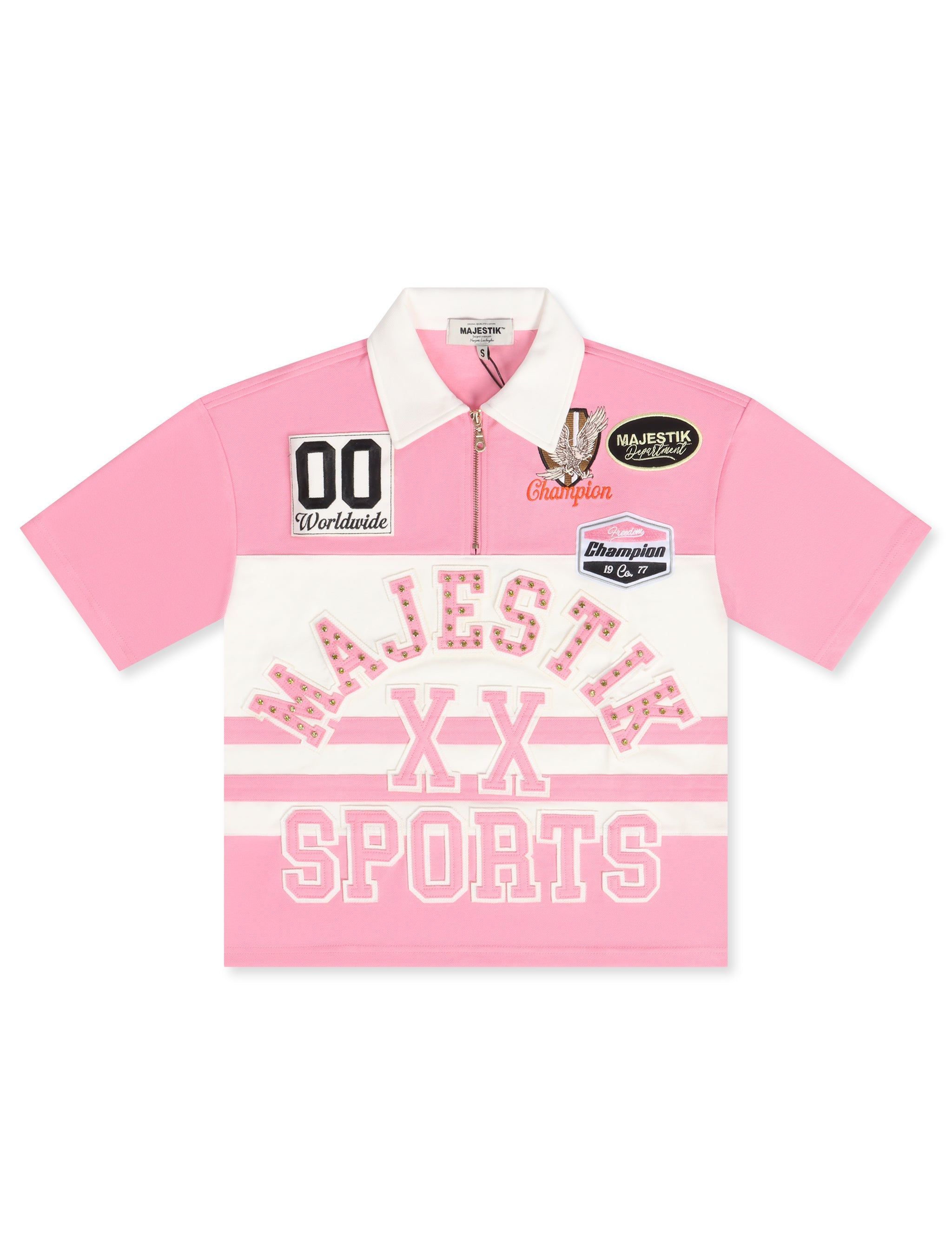 Majestik Pique Cut and Sewn Quarter Zip Polo - Pink