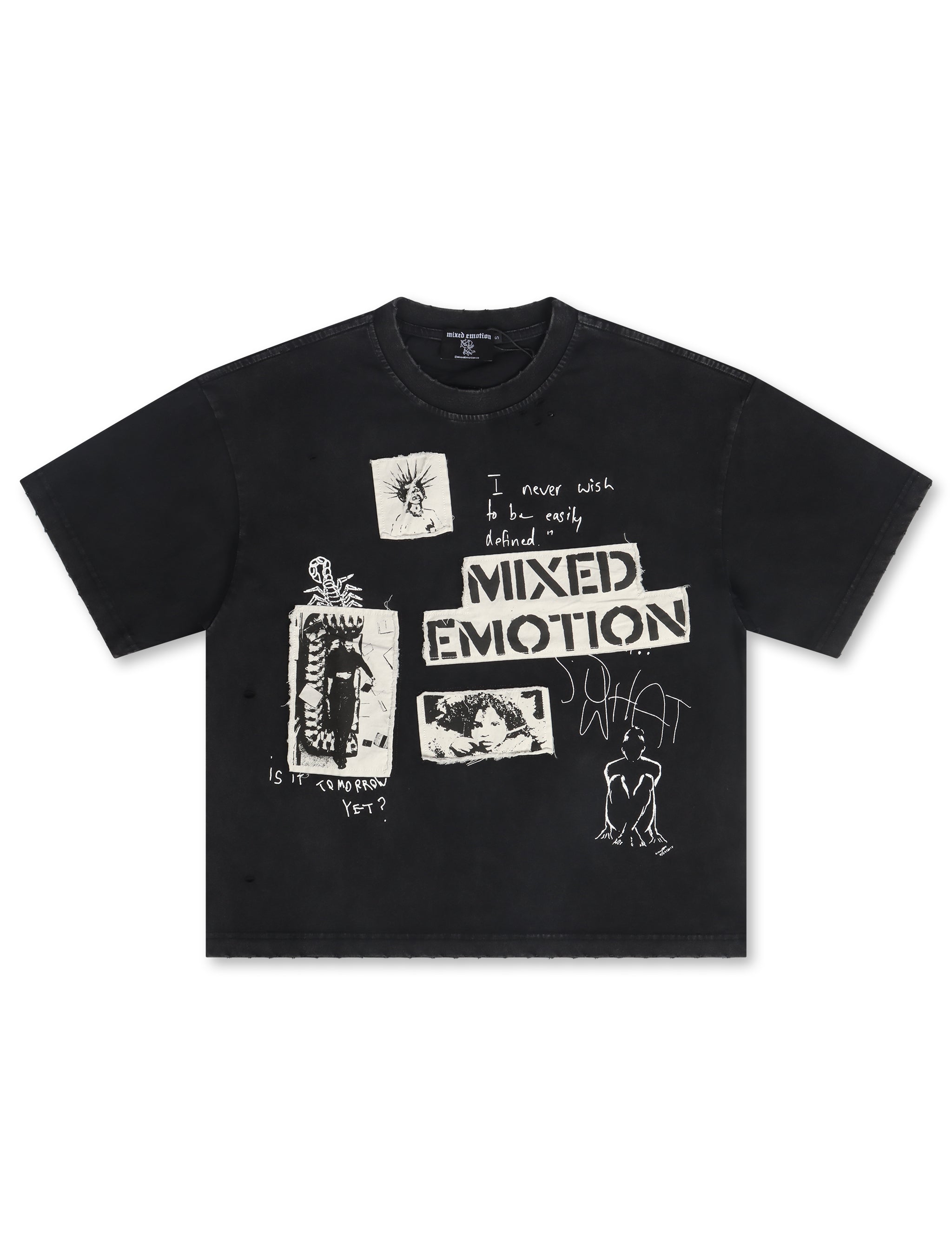 Mixed Emotion Stamped Tee - Black