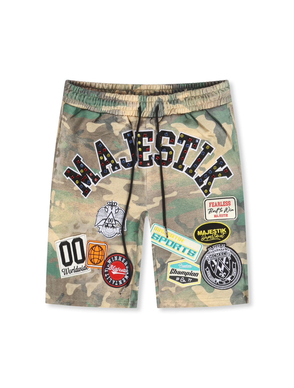 Majestik Pique Cut and Patch Shorts - Olive Camo