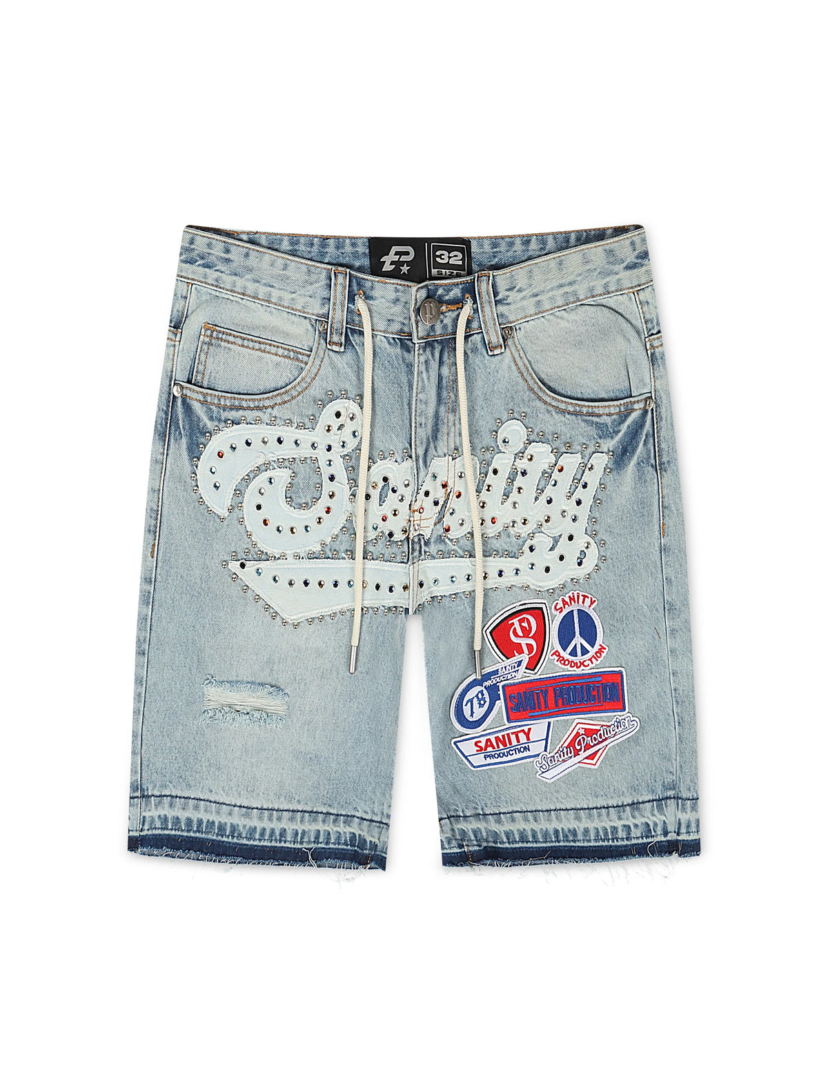 Politics Sanity Jorts - Light Wash