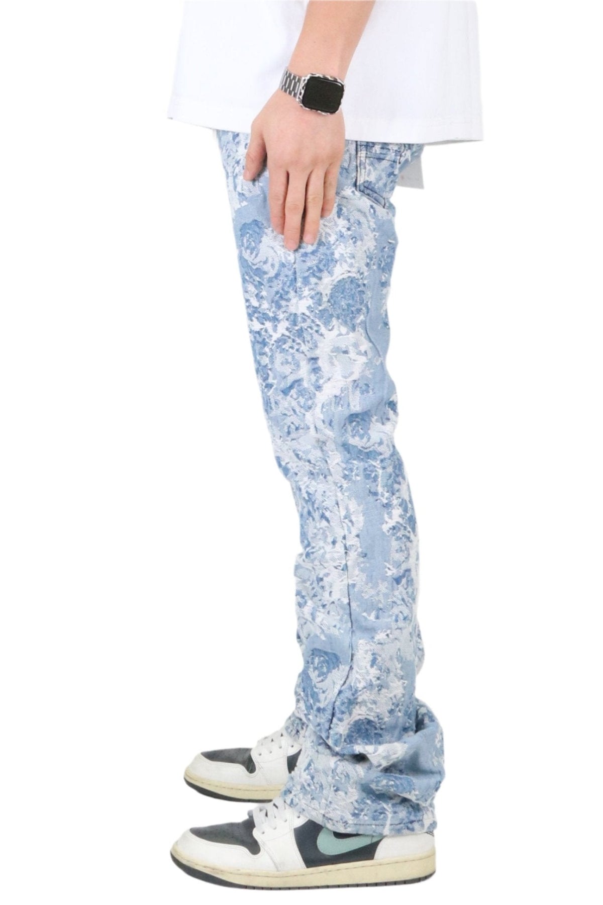 FLEX Men's premium jacquard flare stacked fit denim pants