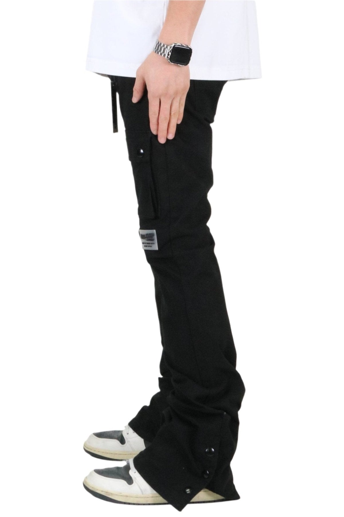Somber Men's premium flare stacked twill cargo pant with multi functional pockets