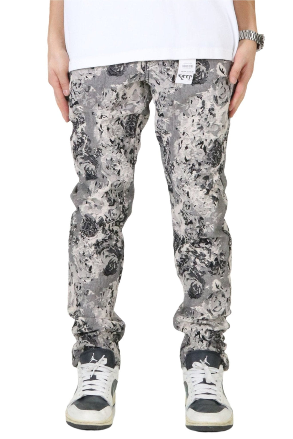 VISTA Men's premium jacquard slim straight fit denim pants