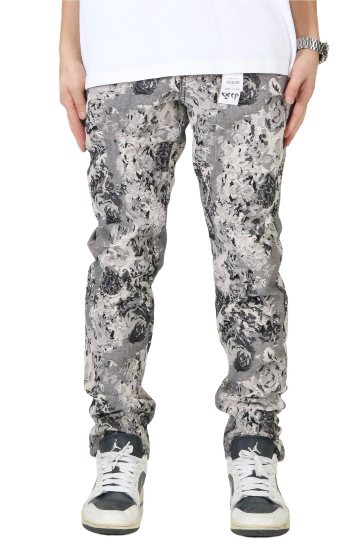 VISTA Men's premium jacquard slim straight fit denim pants