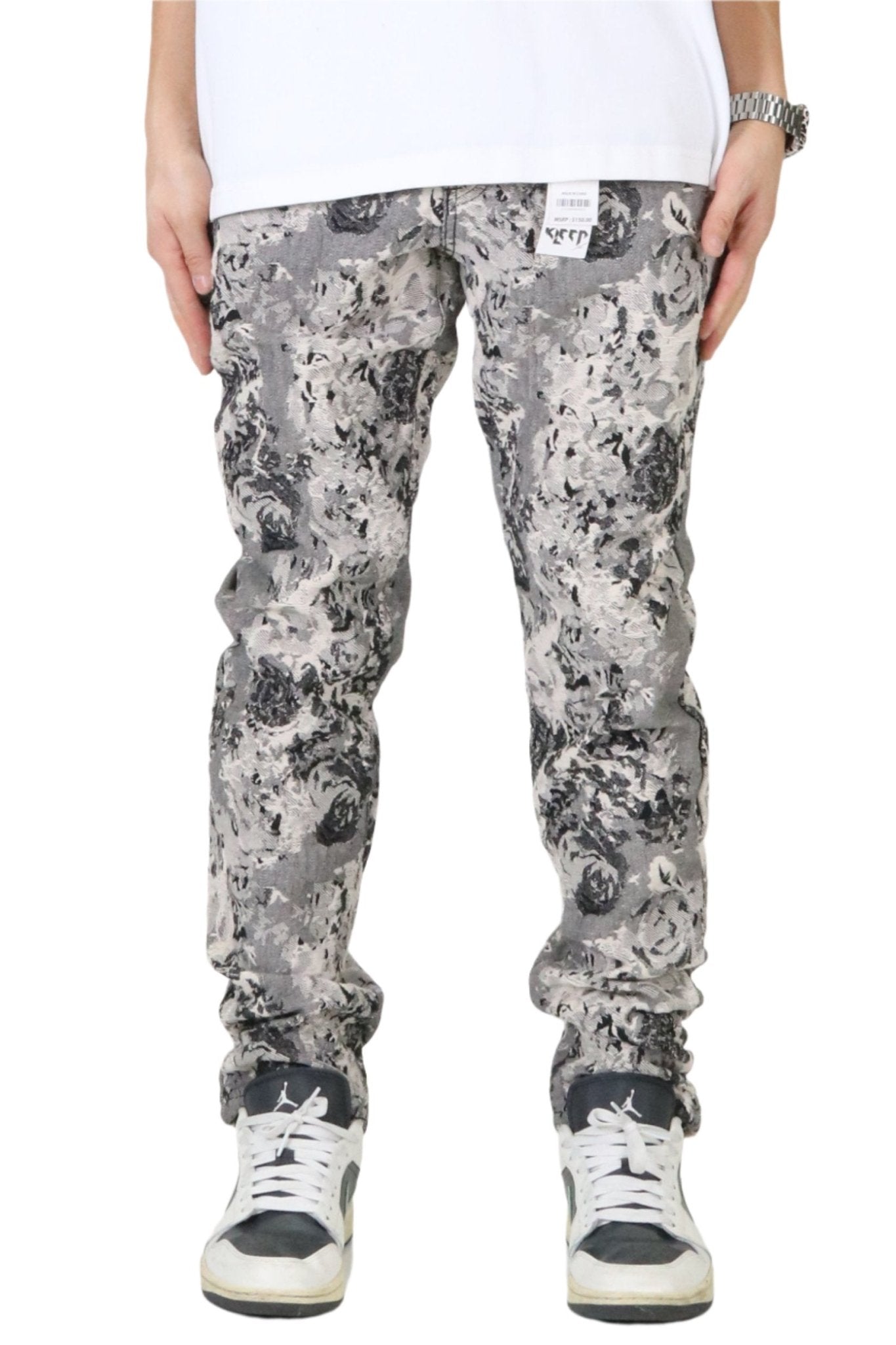 VISTA Men's premium jacquard slim straight fit denim pants