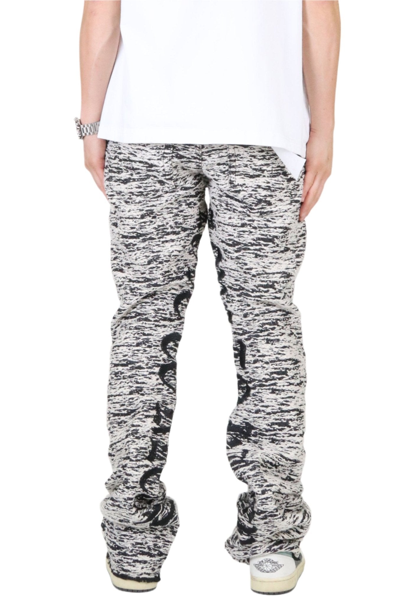 KIRK Men's premium jacquard pattern stack fit denim pant