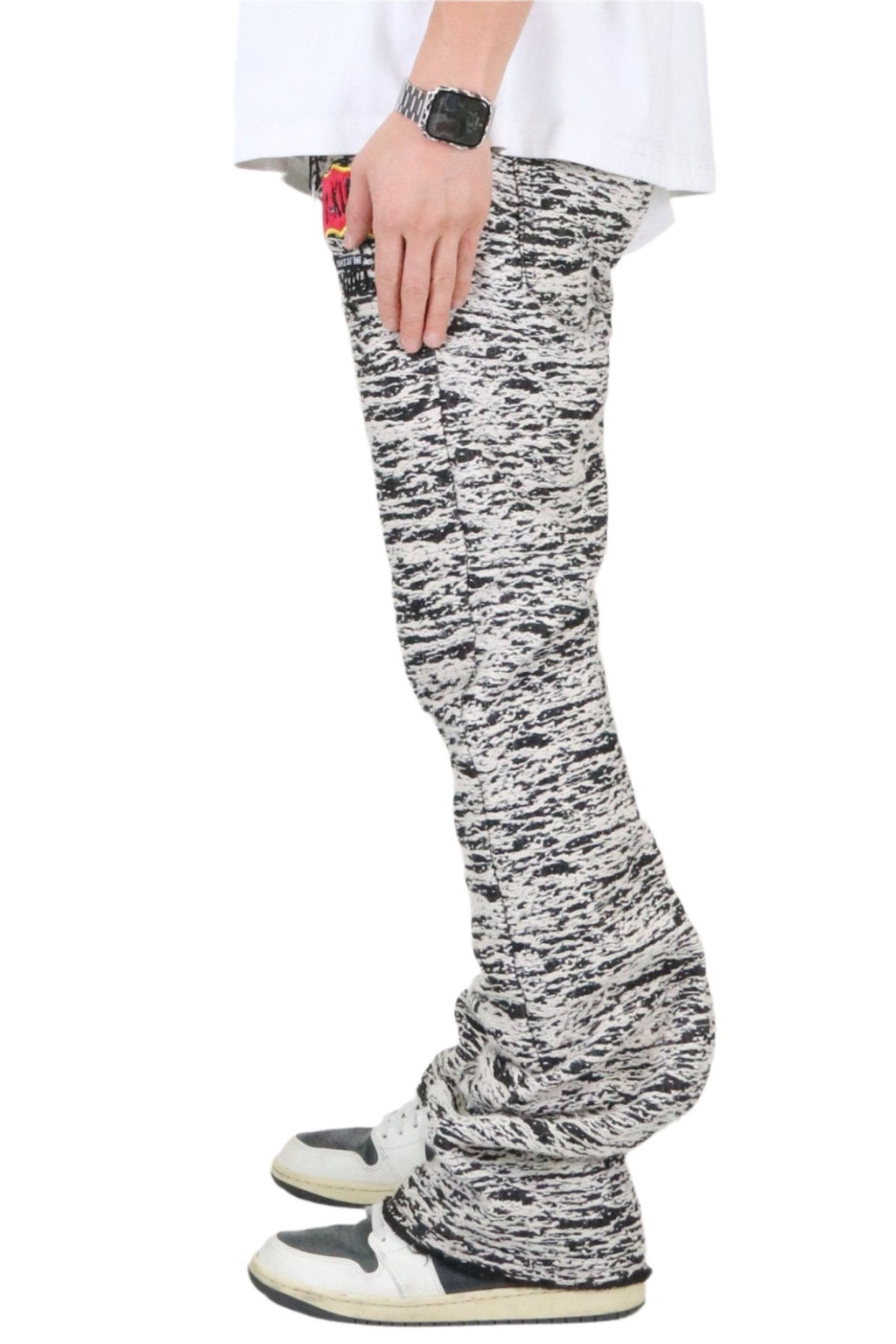 KIRK Men's premium jacquard pattern stack fit denim pant