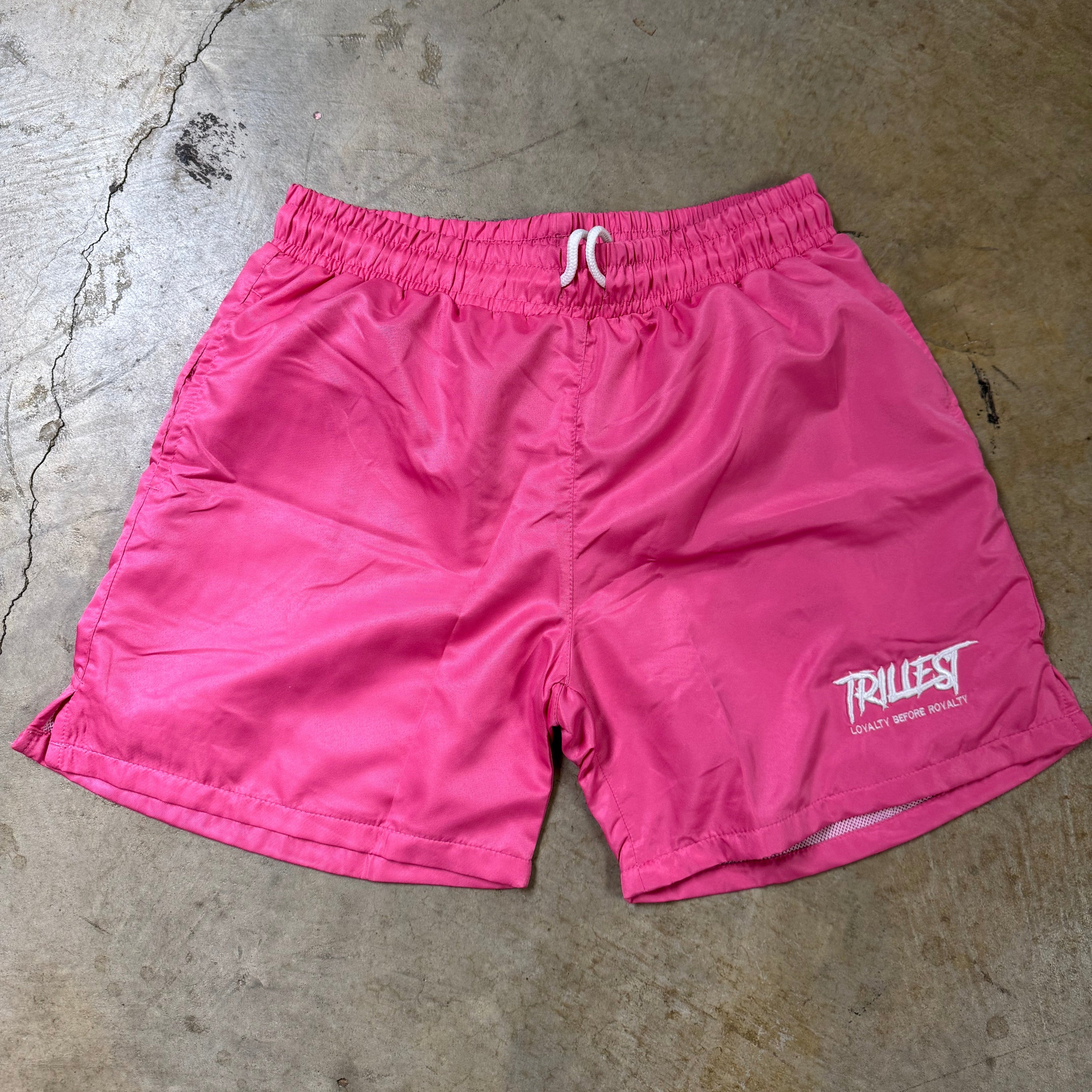 Signature Trillest Logo Shorts - Pink (FREE Tee w/ Purchase)