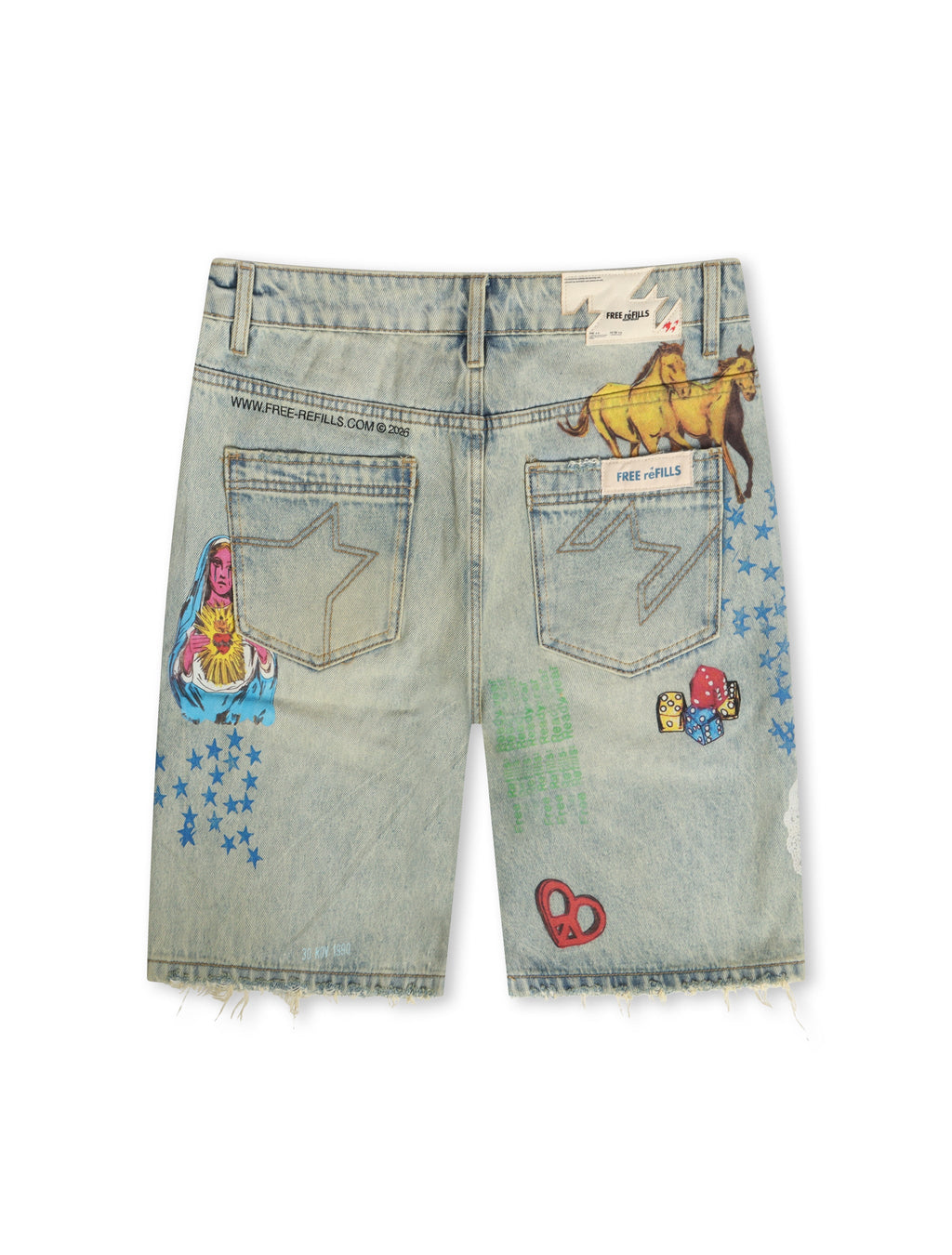 Free Refills Collage Shorts - Light Blue