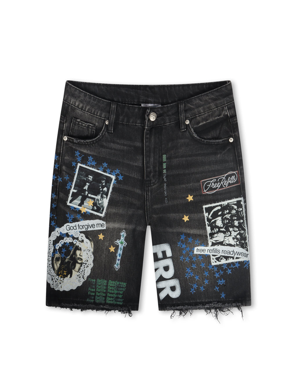 Free Refills Collage Shorts - Black