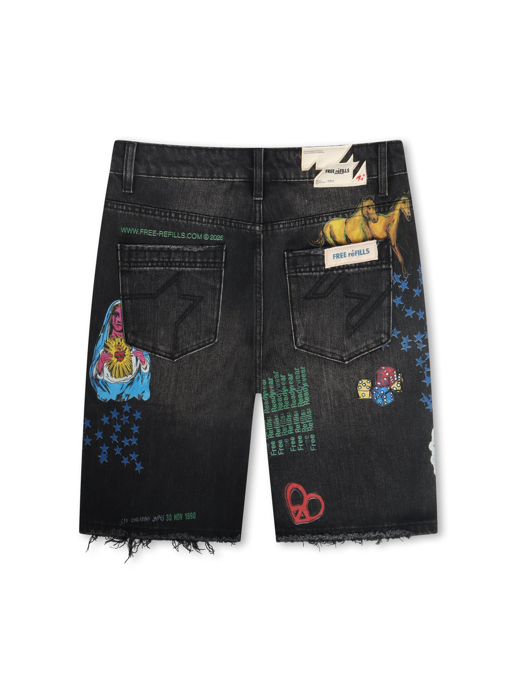 Free Refills Collage Shorts - Black