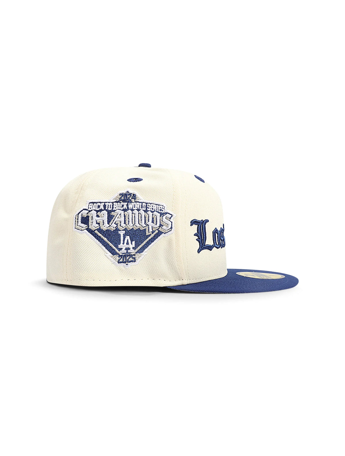 New Era 5950 LA Dodgers World Series Champs Hat - Chrome/Dark Royal