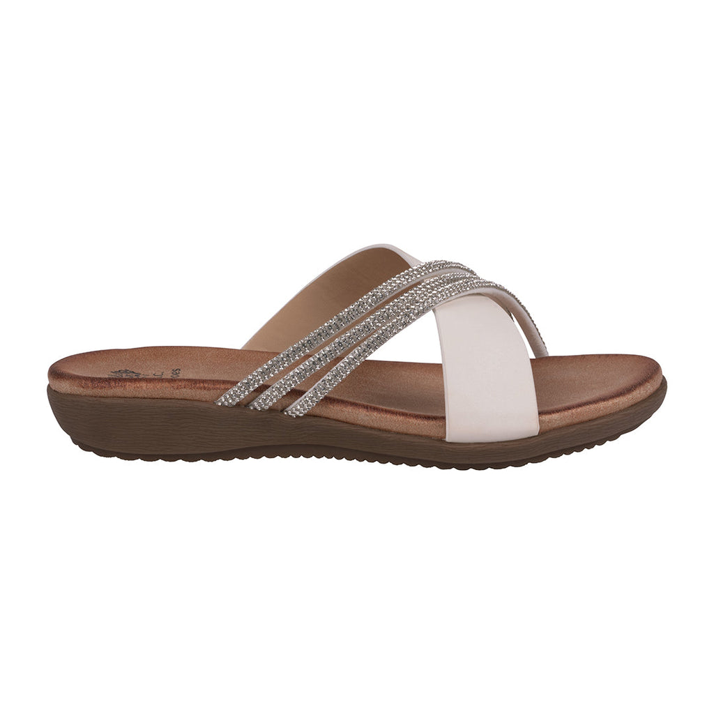 Women's Iris White Embellished Asymmetrical Flat Sandals