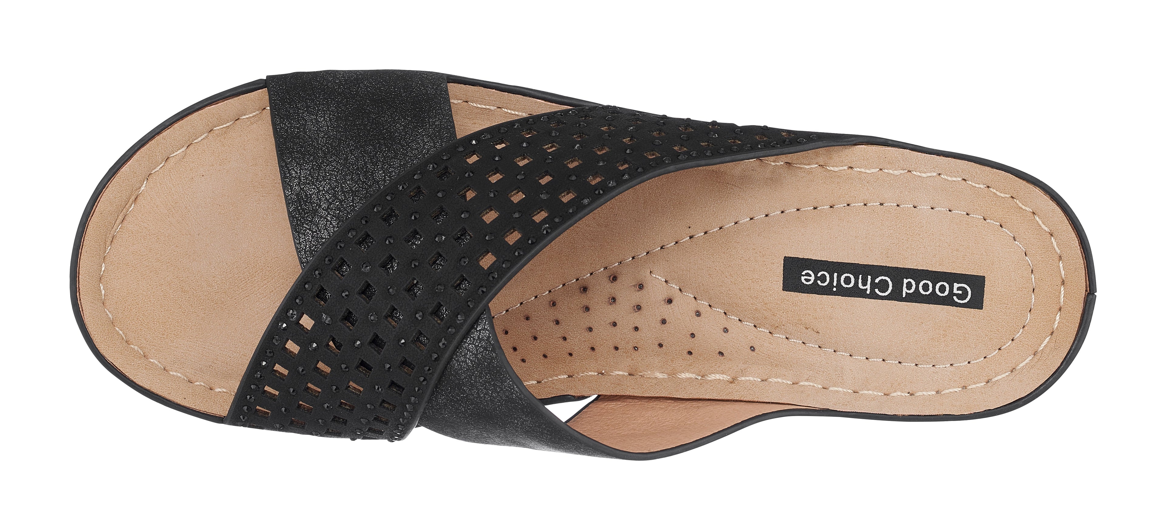 Isabella Black Wedge Sandals