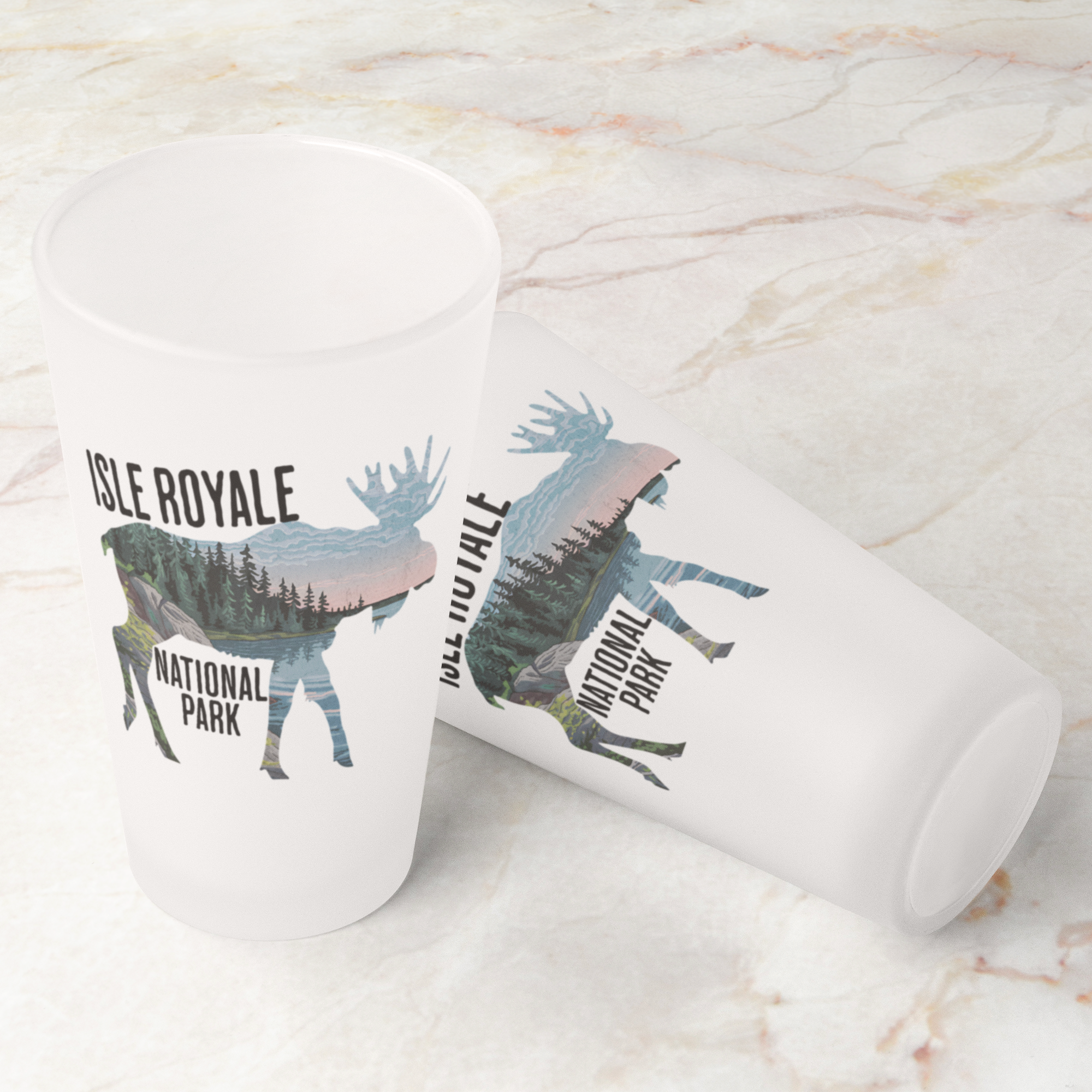 Isle Royale National Park Moose Frosted Pint Glass