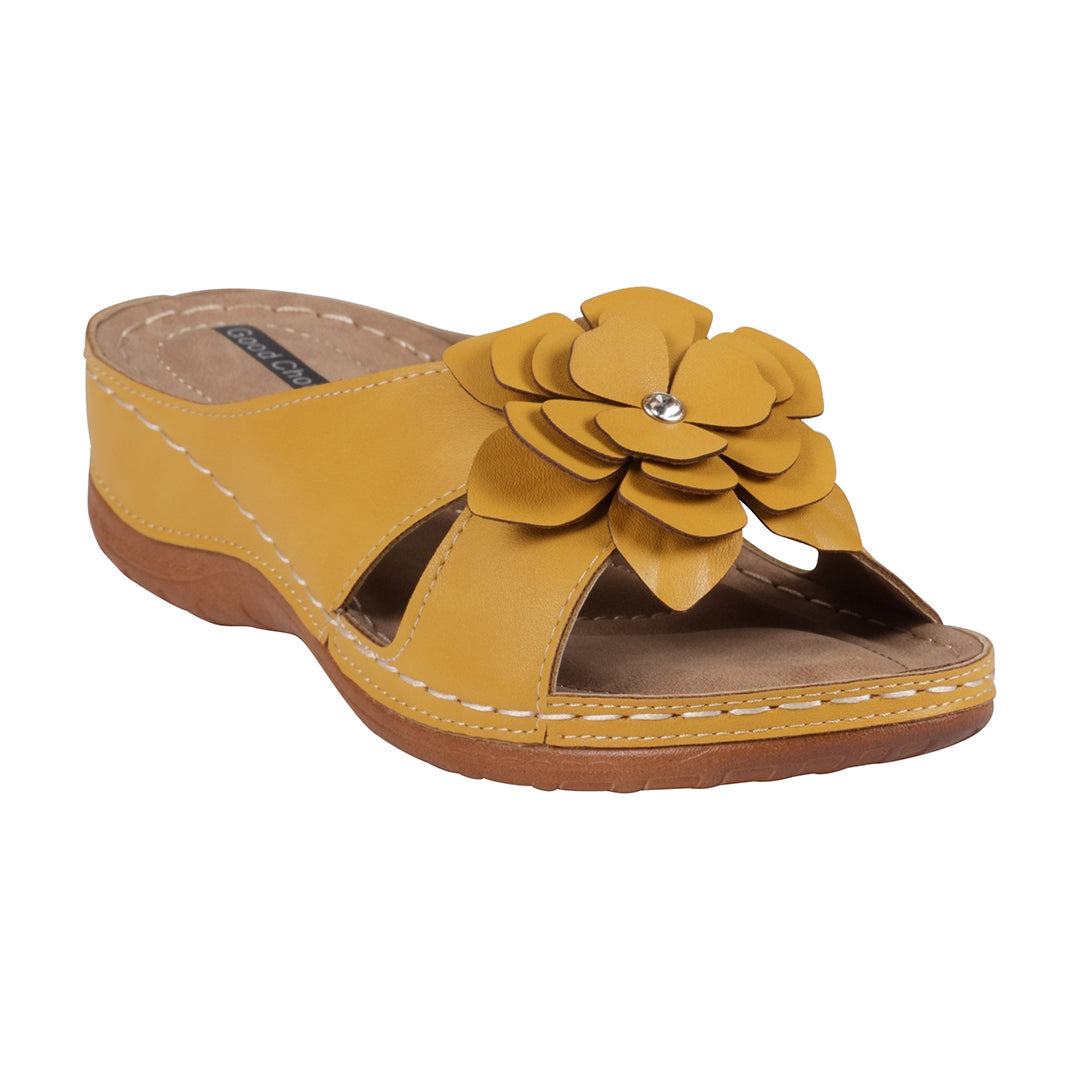 Women's Joy Yellow Flower Flat Sandals