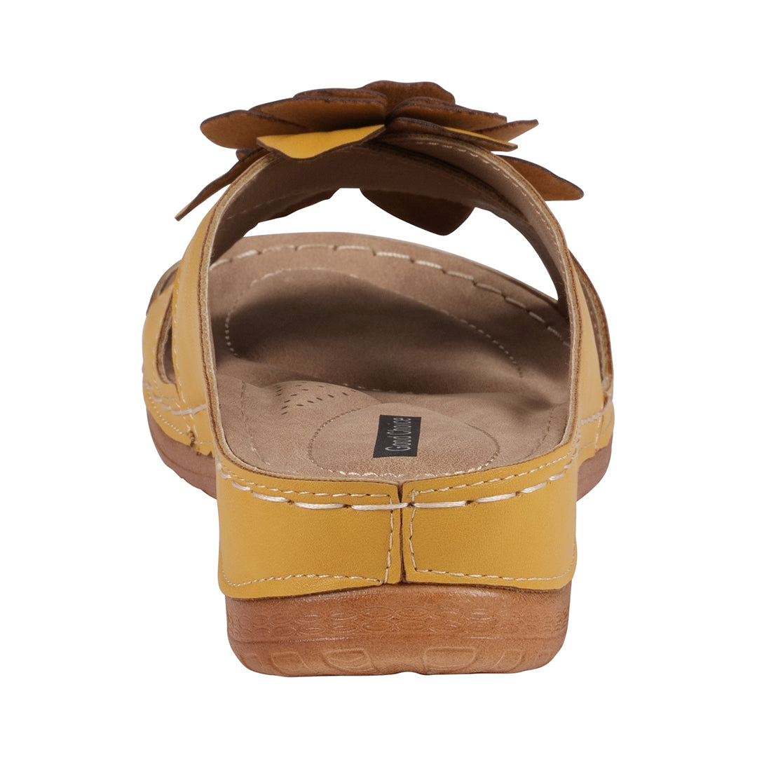 Women's Joy Yellow Flower Flat Sandals