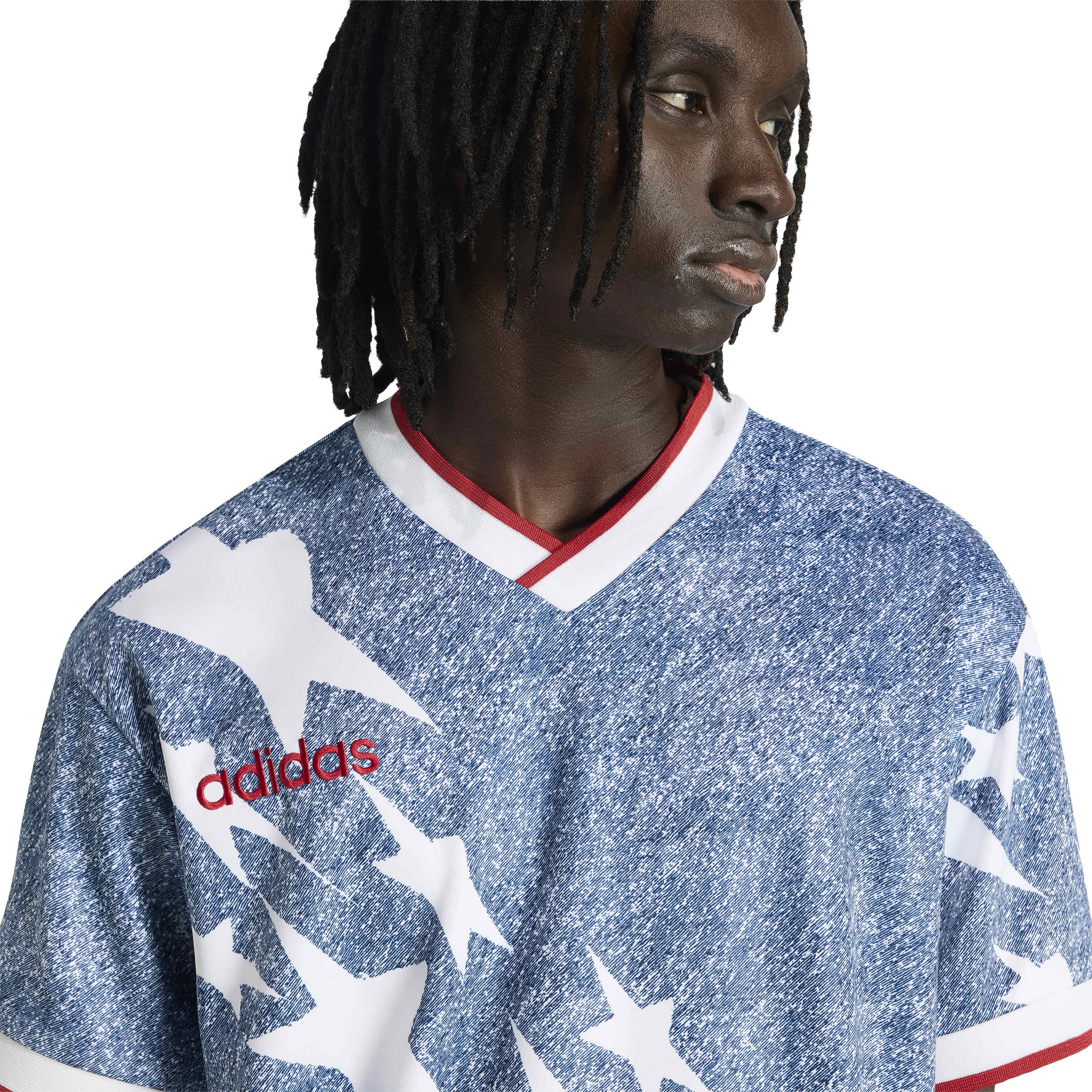 Adidas Mens Denim Graphic Jersey - Blue