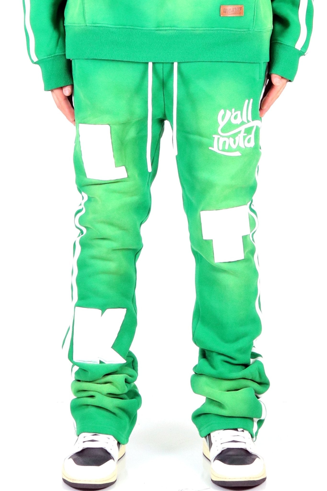 PINE Heavy weight brushed vintage washing skinny flare stacked pants