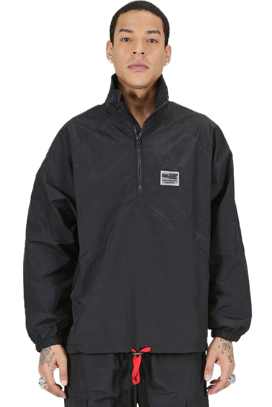 JOSH Men's premium crispy nylon long sleeve half zip pullover jacket