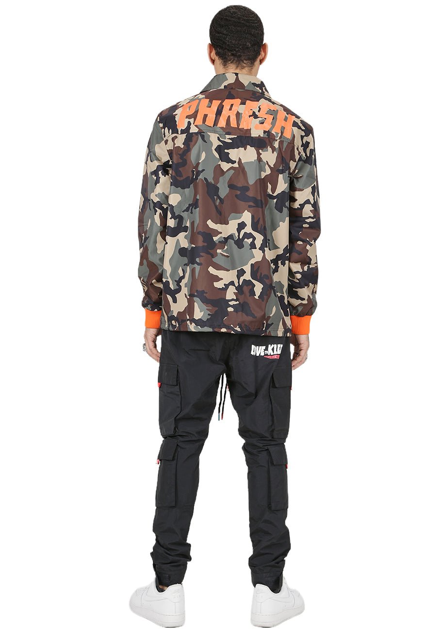 JAKIN Men's premium nylon long sleeve coach jacket with multi patches