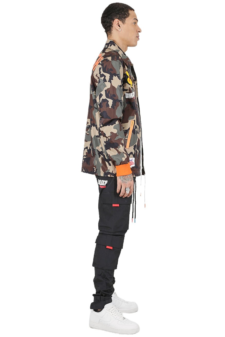 JAKIN Men's premium nylon long sleeve coach jacket with multi patches
