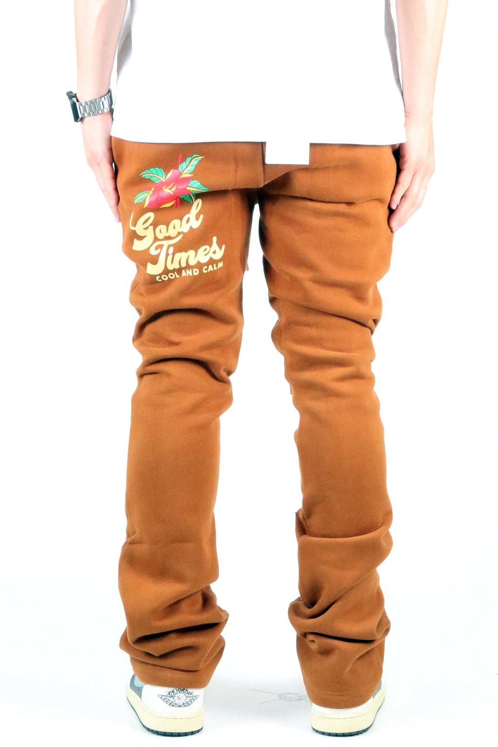 GEORGE Heavy weight brushed graphic skinny flare stacked pants