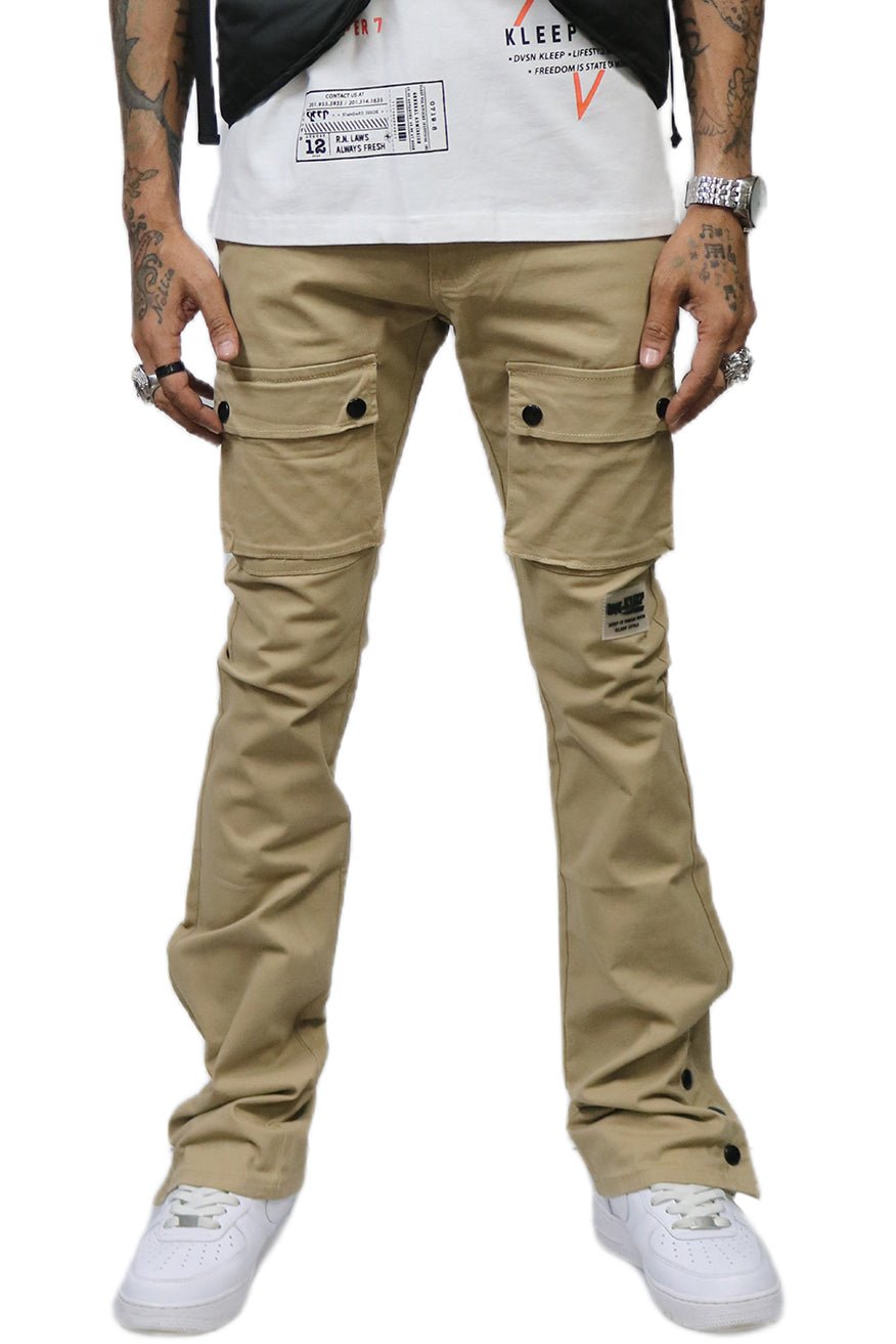 Brun Men's premium flare stacked twill cargo pant with multi functional pockets