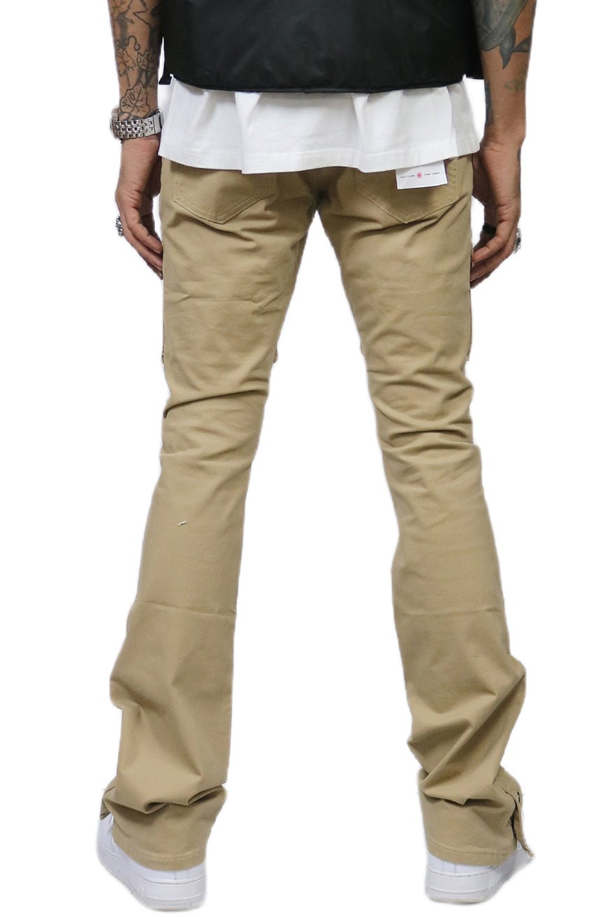 Brun Men's premium flare stacked twill cargo pant with multi functional pockets