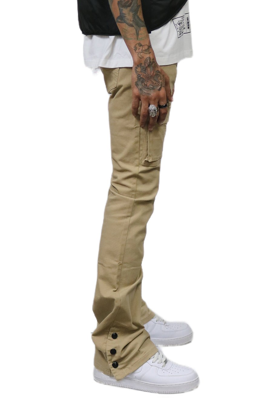 Brun Men's premium flare stacked twill cargo pant with multi functional pockets