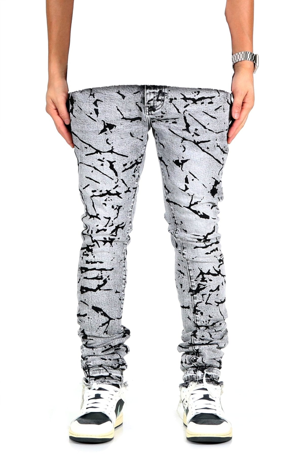 BRECK Men's Premium Heavy Washed Skinny Denim Pants