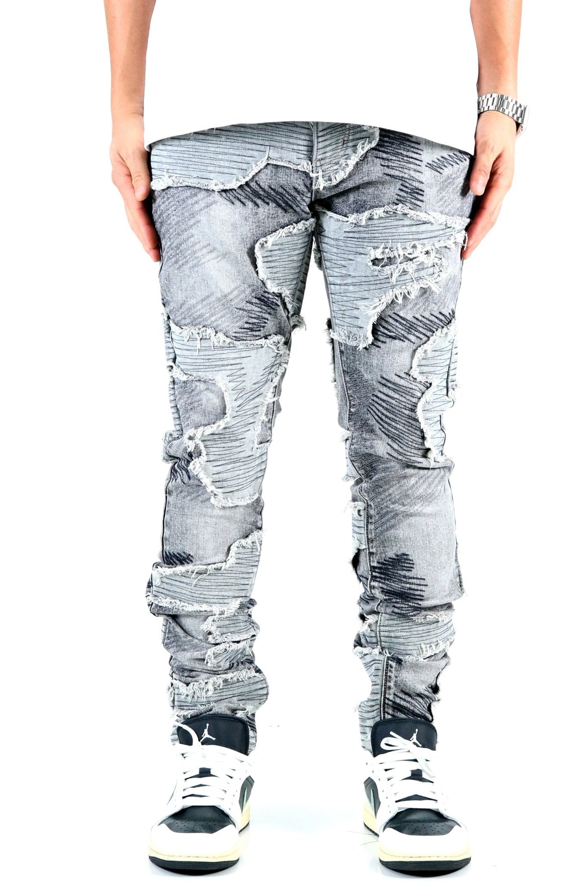 LIN Men's Premium Heavy Washed Skinny Denim Pants