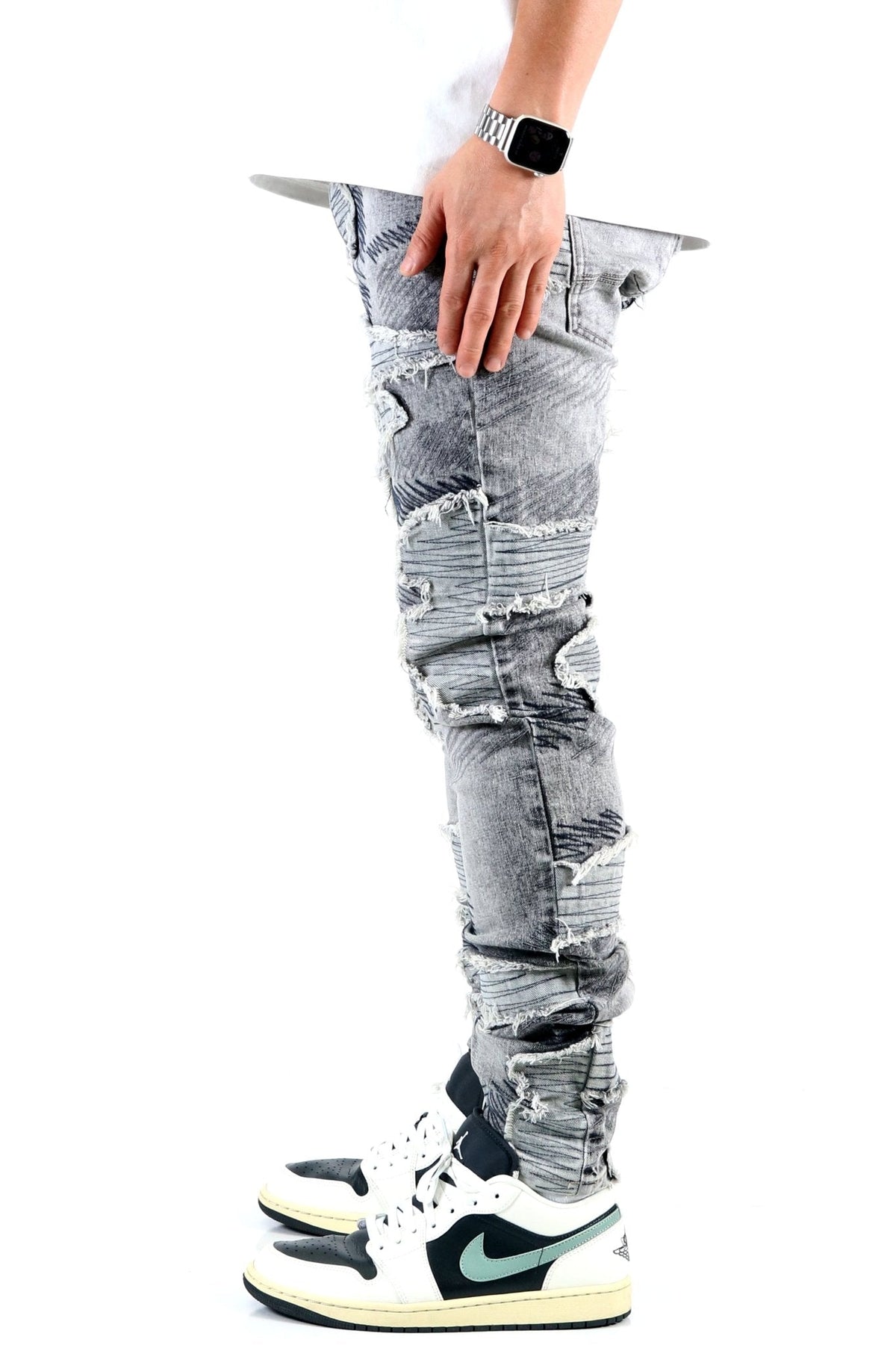 LIN Men's Premium Heavy Washed Skinny Denim Pants