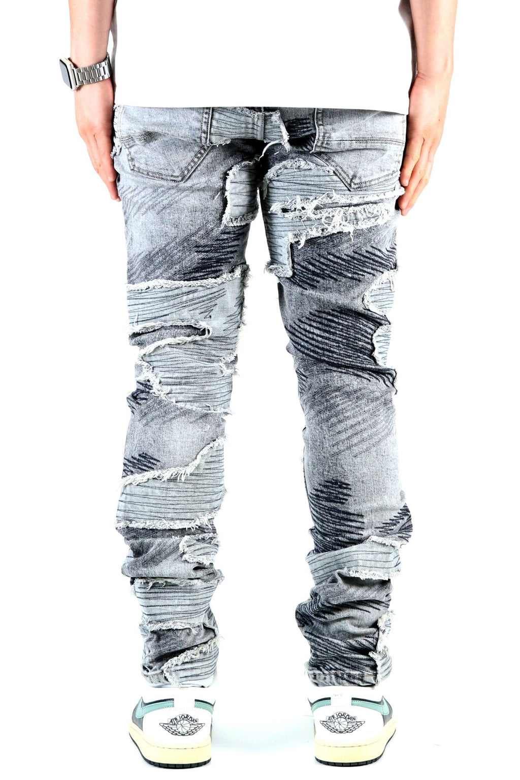 LIN Men's Premium Heavy Washed Skinny Denim Pants